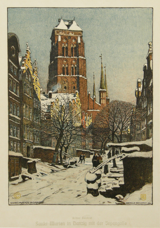 Sankt Marien in Danzig mit der Jopengasse by Arthur Bendrat