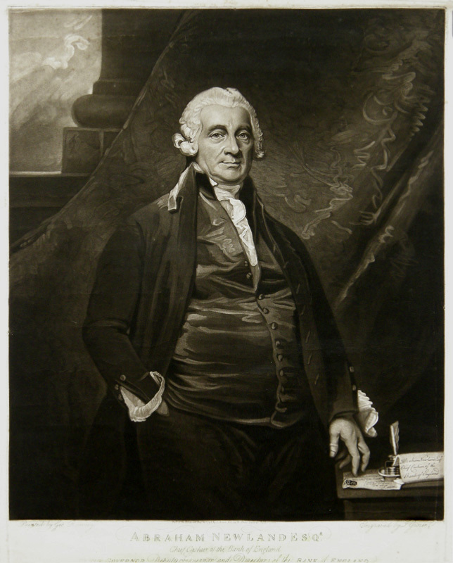 Abraham Newland, Esq., Chief Cashier of the Bank of England  after Geo. Romney by Joseph Grozer