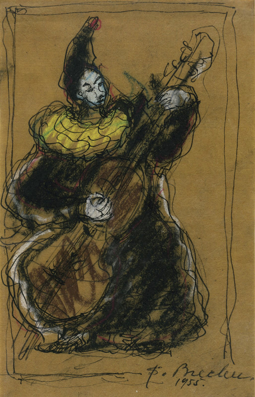 Untitled (Clown Playing Double Bass) by Samuel Brecher