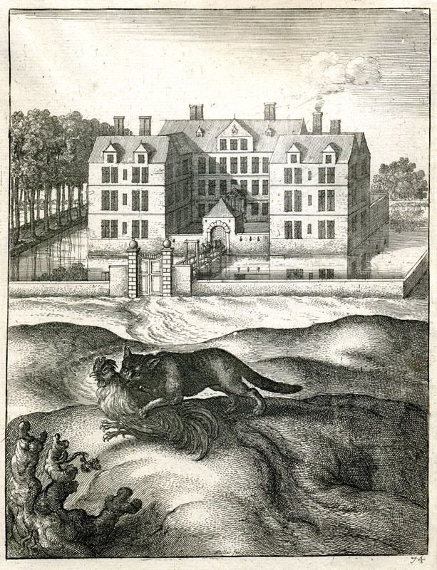The Cat and the Cock (from Aesops Fables, after Francis Clein); plate 14 by Wenceslaus Hollar