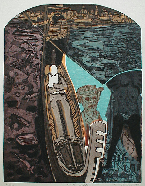 Dark Gondola from the portfolio: Death in Venice by Warrington Colescott