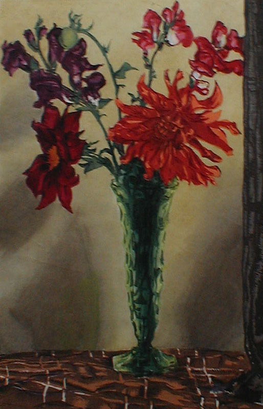 (Dahlias & Snap Dragons in Green Vase) by Hugo Noske