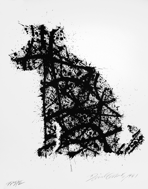 Jackson Pollocks Dog (on My Old Black and White TV) by David Gilhooly