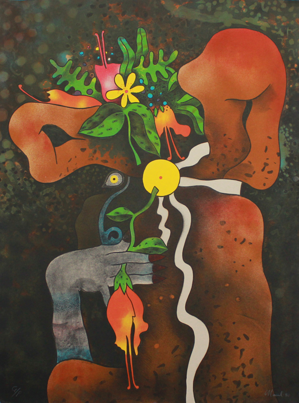 Mujer con Flores en la Noche (Woman with Flowers in the Night) by Leonel Maciel