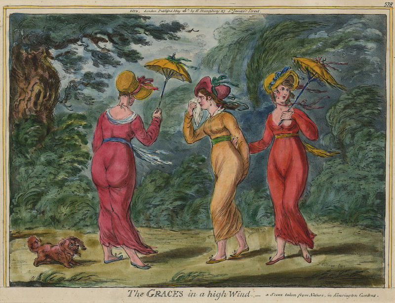 The Graces in a high Wind by James Gillray