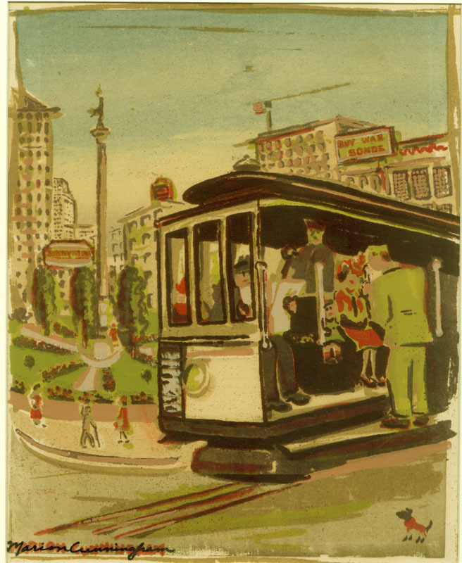 (Cable Car at Union Square, San Francisco) by Marion Osborn Cunningham