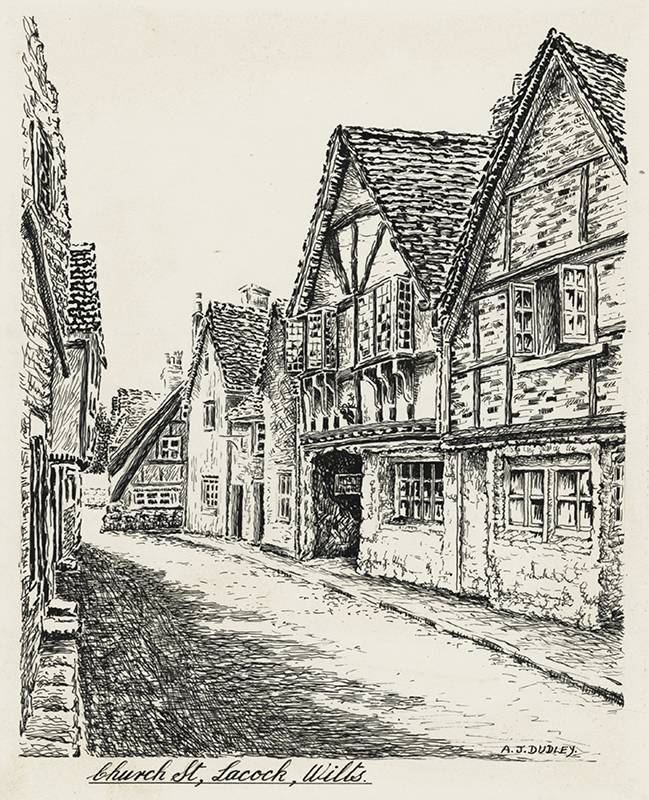 Church St., Lacock, Wilts: The Sign of the Angel Guest House by Arthur James Dudley