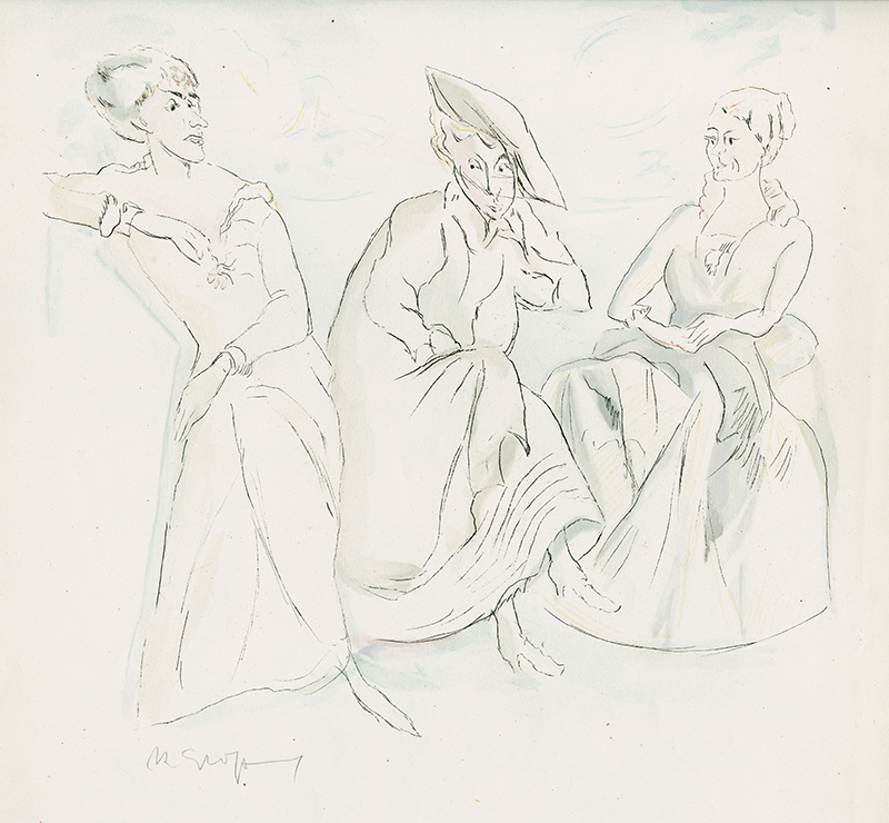 (Three Women on a Sofa) plate 2 from the portfolio Lebenskomodie by Rudolf Grossmann
