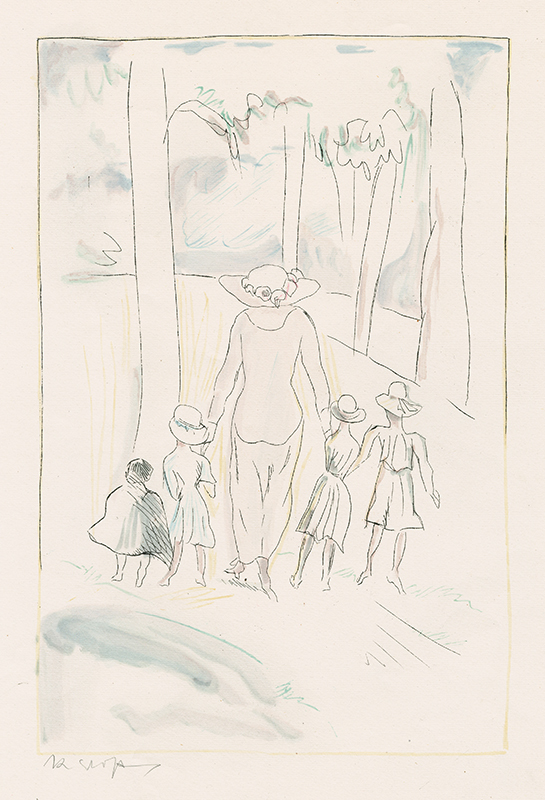 (Family Strolling Through Park) plate 5 from the portfolio Lebenskomodie by Rudolf Grossmann