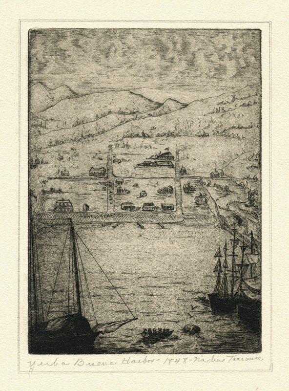 Yerba Buena Harbor - 1848 by Nadine Porter Torrance
