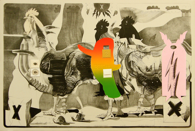Roosters Three by Robert Allen Nelson