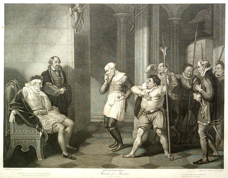 Shakespeare Gallery folio, Measure for Measure; Act II, Scene I; as engraved by T. Ryder and C.G. Playter after the painting by R. Smirke by J. & J. Boydell Publishers