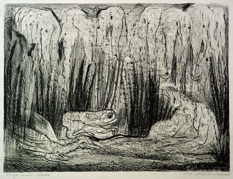 Frog and Reeds by Ray Bertrand