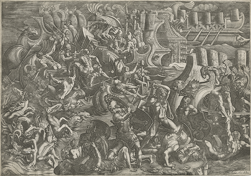 Naval Battle between Trojans and Greeks (aka: “The Trojans Repulsing the Greeks) by Giovanni Battista Scultori