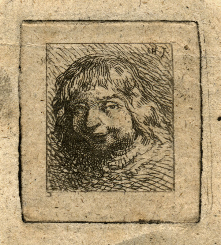 Untitled (face of a smiling man) by Charles Emile Jacque
