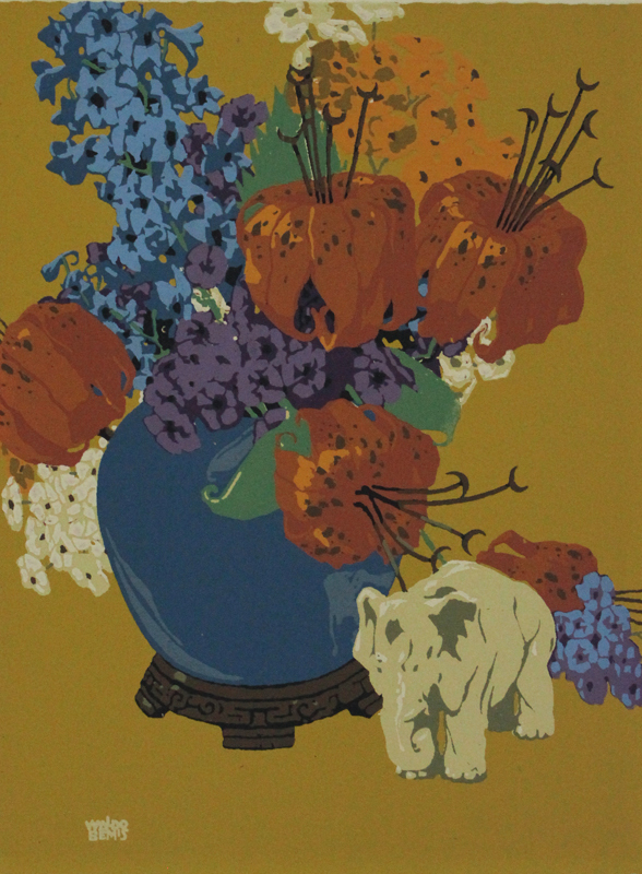 Untitled (vase, flowers, and elephant) by Waldo Bemis