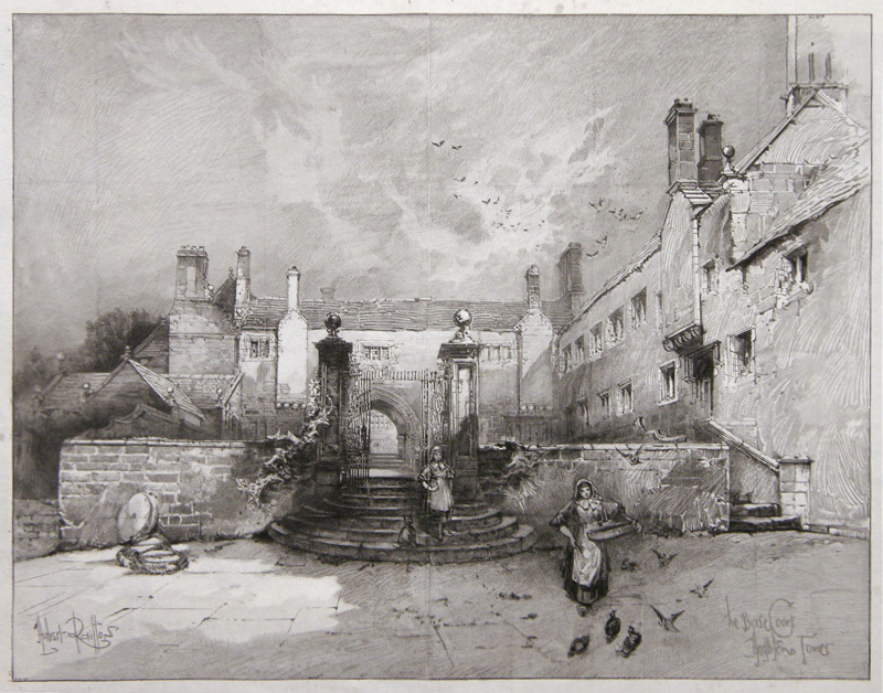 The Base Court, Hoghton Tower - from Illustrated London News by Herbert Railton