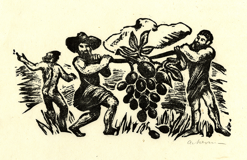 Illustration for The Scouts Returning from Canaan, for Illustration: A Universe Calendar by Helmut Ackermann