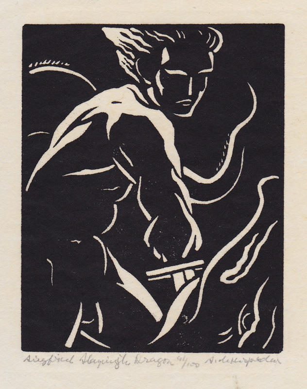 Siegfried Slaying the Dragon - from Richard Wagners opera Siegfried from the Ring series by Stephen de Hospodar