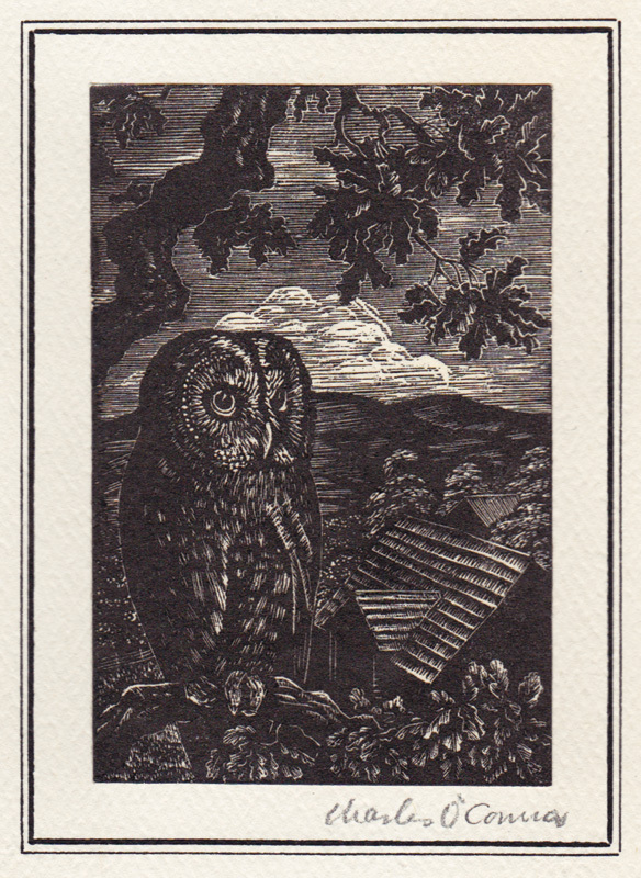 Untitled (Owl, tree, and barn) by Charles OConnor