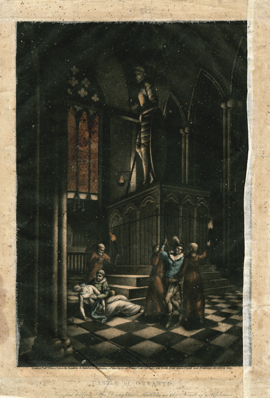 Manfred Killing His Daughter Matilda at the Tomb of Allphonso:  from The Castle of Otranto (scene 2 of 14). by Random & Stainbank