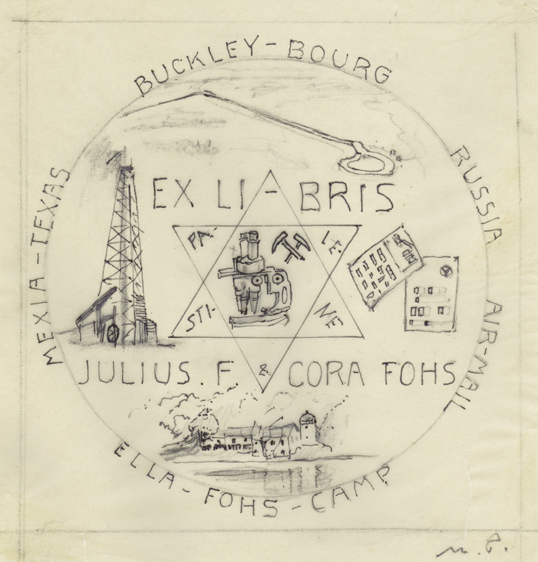 Ex-Libris Julius F. & Cora Fohs by Max Pollak