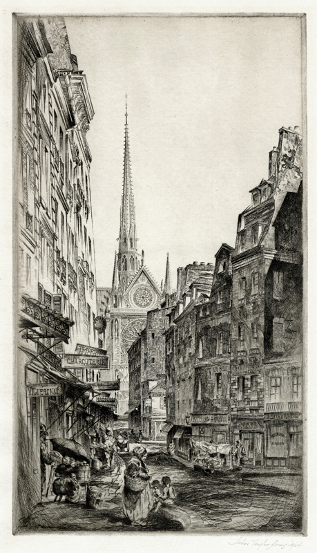 La Rue Sauton Paris (The South Transept of Notre Dame, Seen From the Rue Sauton) by John Taylor Arms