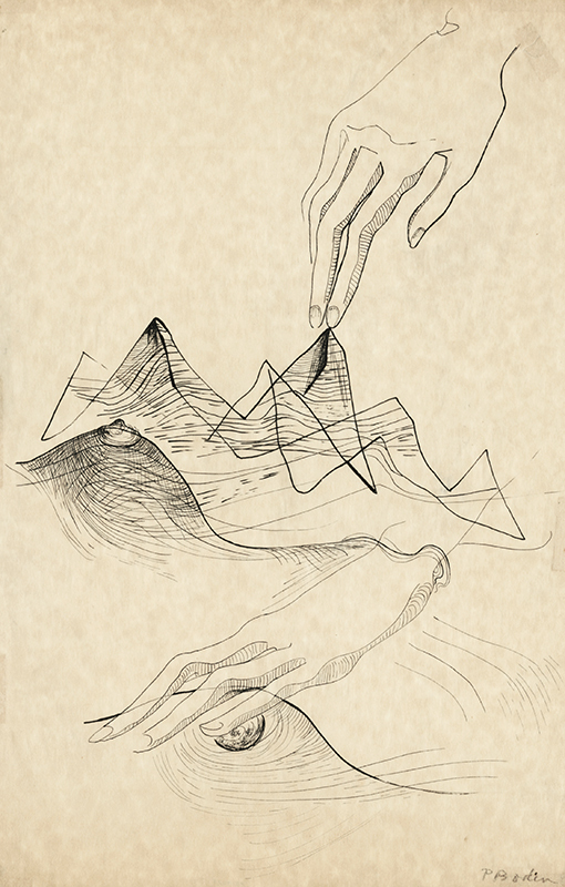 Untitled (erotic Surrealist landscape) by Pamela Boden