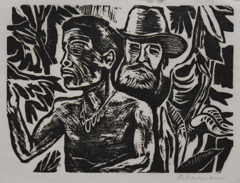 Untitled (two men in forest) by Helmut Ackermann