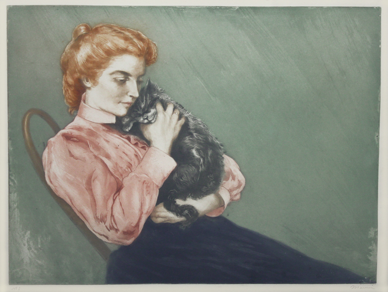 Jeune Femme Au Chat by Charles Maurin