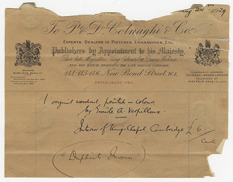 Interior of Kings Chapel, Cambridge by Emile Antoine Verpilleux