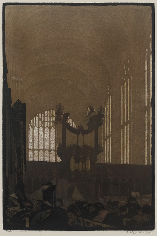 Interior of Kings Chapel, Cambridge by Emile Antoine Verpilleux