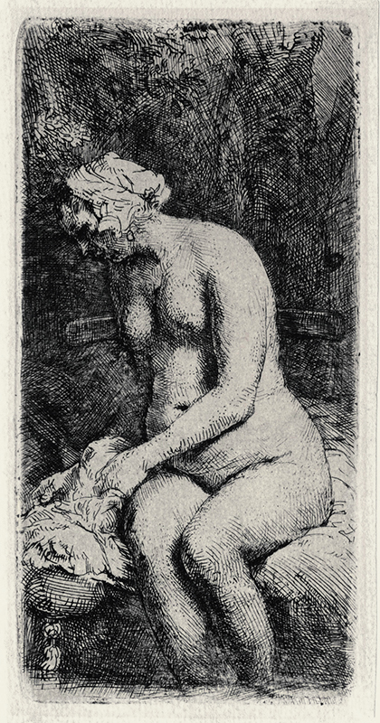 Woman Bathing Her Feet at a Brook by Rembrandt van Rijn