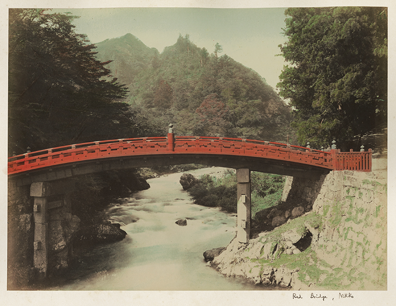 Top image: Kiyomizu Temple, Kyoto / Bottom image: Red Bridge, Nikko by Kimbei Kusakabe