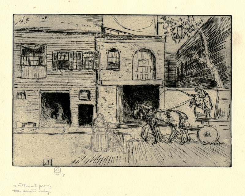 (European Street Scene with Horse Drawn Cart) by Allen Lewis