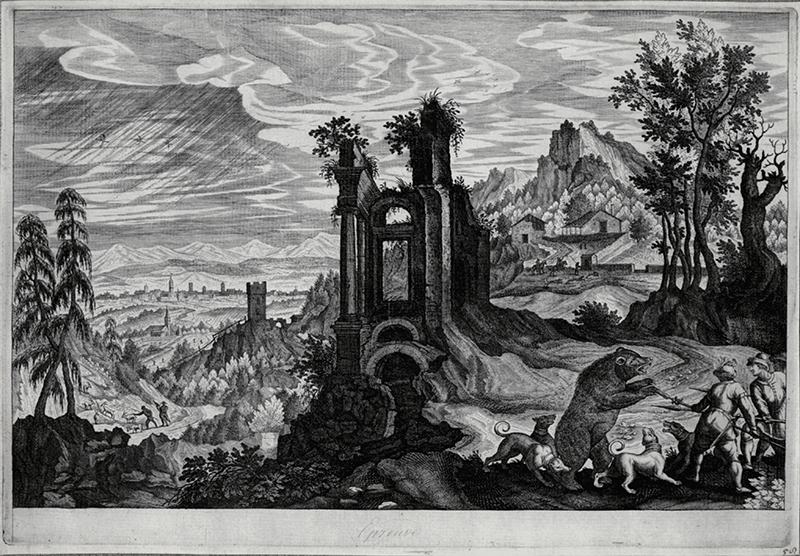 Landscape with a Bear Hunt (after Jan Breughel) by Aegidius Sadeler