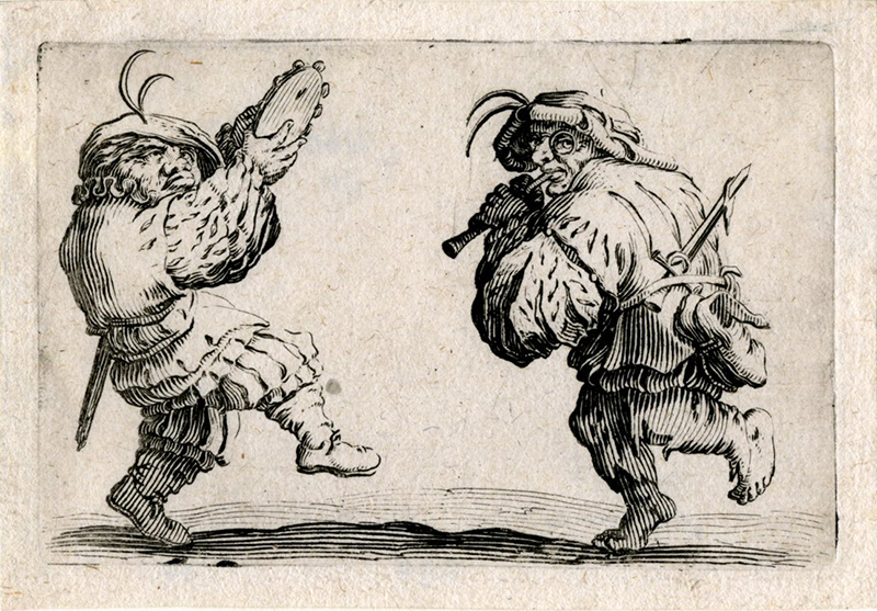 Les Danseurs a la Flute et au Tambourin, plate 32 from Les Caprices by Jacques Callot