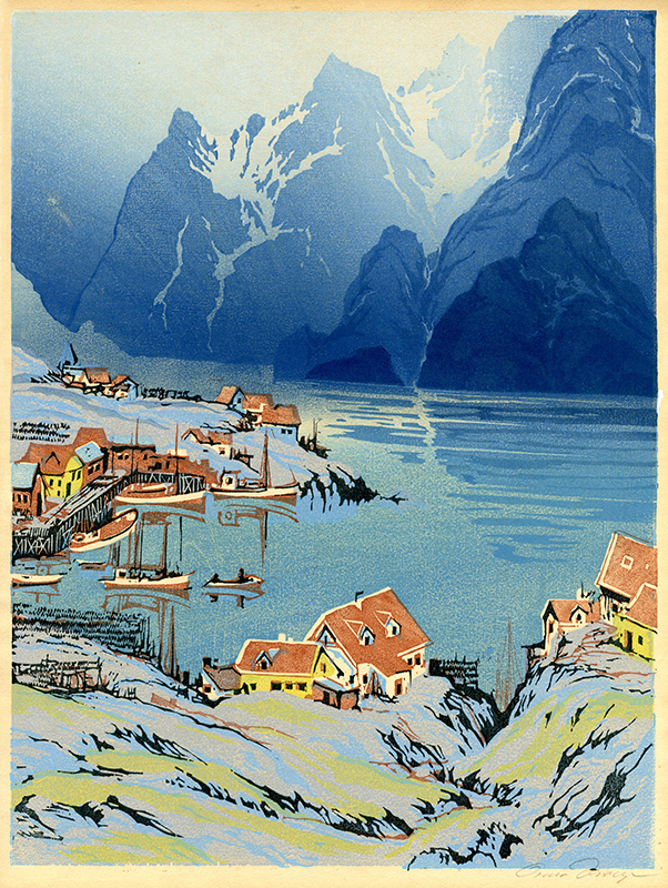 (Fjord, Norwegian fishing village) by Paul Oscar Droege