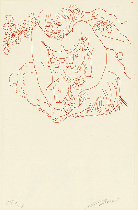 (Shepherd) from Les Bucoliques de Virgile, Folio of etchings by Hans Erni
