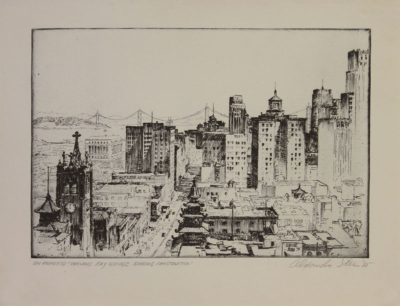 San Francisco - Oakland Bay Bridge During Construction by Alexander Stern