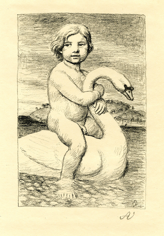 Boy on Swan by Artur Volkmann