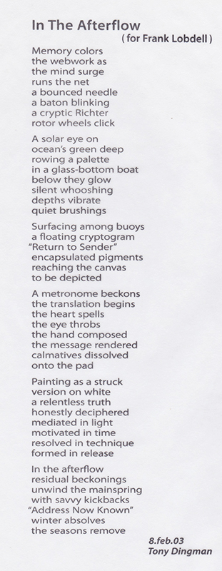 2.3.03: Fine Arts Museums of San Francisco Dinner in Honor of Frank Lobdell (menu) by Frank Lobdell