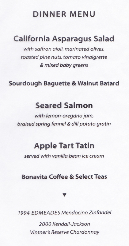 2.3.03: Fine Arts Museums of San Francisco Dinner in Honor of Frank Lobdell (menu) by Frank Lobdell