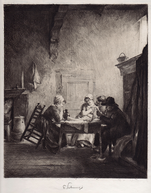 Die Unterhaltung (The Conversation); aka: Bettlerherberge in Edam by Ferdinand Schmutzer