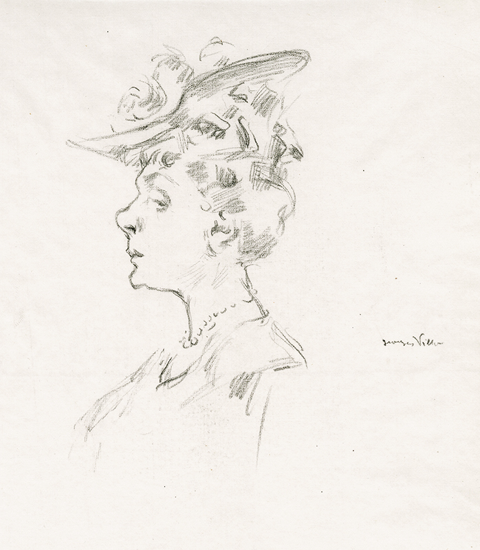 (Portrait of woman in a flowered hat) by Georges Villa