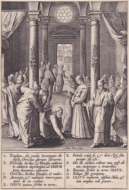 Evangelicae Historiae Imagines: John 8:1-11 by Anton II Wierix