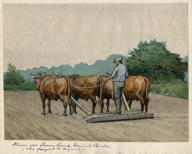 (working the fields with a team of oxen) by Soren Jorgensen Lund