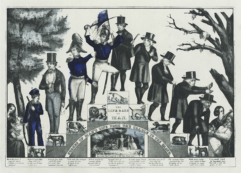 The Life and Age of Man. Stages of Mans Life From the Cradle to the Grave. by Nathaniel Currier