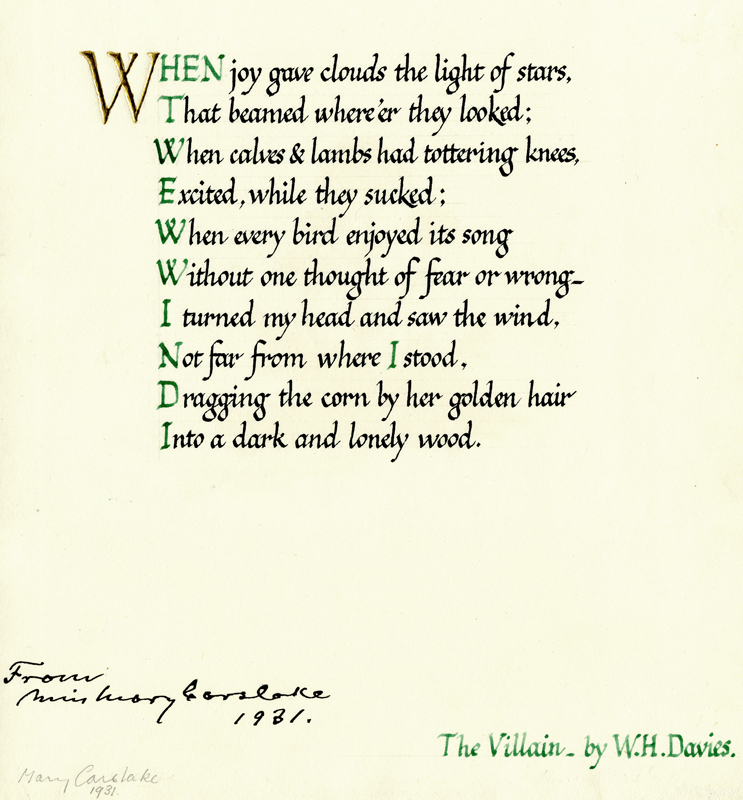 The Villain  (by W. H. Davies) by Mary Carslake