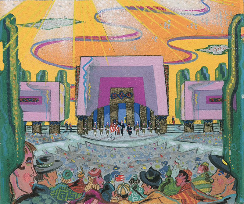 (Art Deco bandstand) - preliminary illustration by Zuckerman